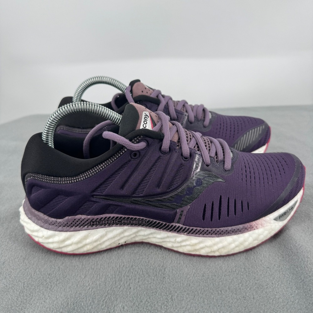 Saucony Hurricane 23 Womens 8 Running Shoes Purple PWRRUN+ Stability Sneakers